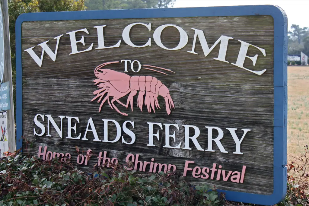 The 'Welcome to Sneads Ferry' sign — G's Pest Control's home town on the North Carolina coast